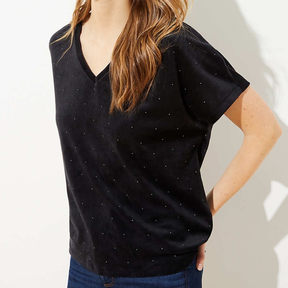 NWT Loft Studded Velvet V-neck top